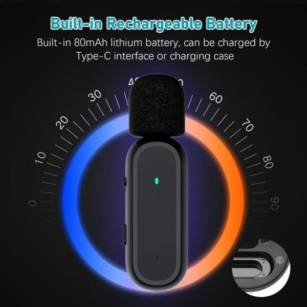 2024/02/1000466842.jpg K61 Wireless Lavalier Microphone ,Plug And Play,Noise Reduction,2-Channel,Work 6h,With Charging Case,iPhone Type-C