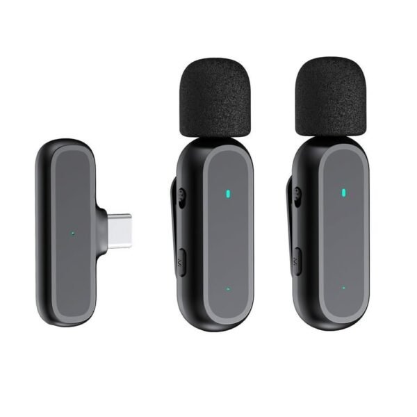 2024/02/1000466845.jpg K61 Wireless Lavalier Microphone ,Plug And Play,Noise Reduction,2-Channel,Work 6h,With Charging Case,iPhone Type-C