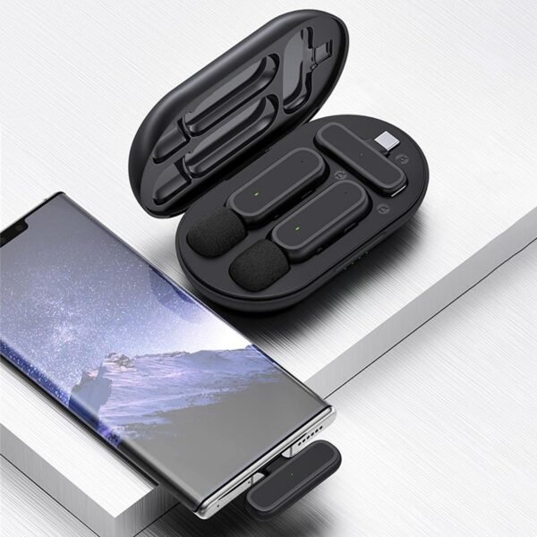2024/02/1000466847.jpg K61 Wireless Lavalier Microphone ,Plug And Play,Noise Reduction,2-Channel,Work 6h,With Charging Case,iPhone Type-C