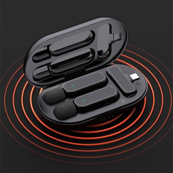 2024/02/1000466850.jpg K61 Wireless Lavalier Microphone ,Plug And Play,Noise Reduction,2-Channel,Work 6h,With Charging Case,iPhone Type-C