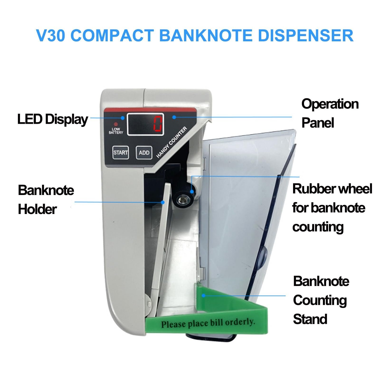 Portable Money Counter, Mini Counting Machines Handheld Bill Note ...