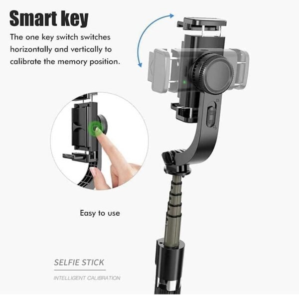 2025/01/1001642889.jpg Q08 Mini Gimbal Anti-Shake 1-Axis STABILIZER Extendable Selfie Stick Tripod, Wireless Remote for Smartphone, Black