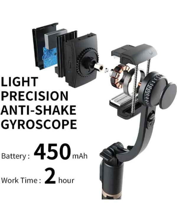 2025/01/1001642891.jpg Q08 Mini Gimbal Anti-Shake 1-Axis STABILIZER Extendable Selfie Stick Tripod, Wireless Remote for Smartphone, Black