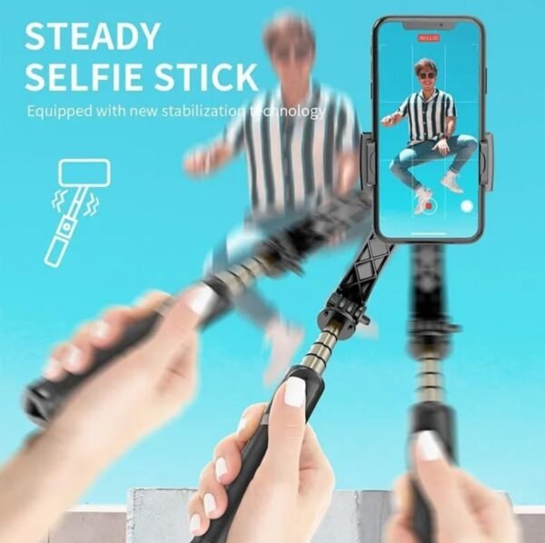 2025/01/1001642892.jpg Q08 Mini Gimbal Anti-Shake 1-Axis STABILIZER Extendable Selfie Stick Tripod, Wireless Remote for Smartphone, Black