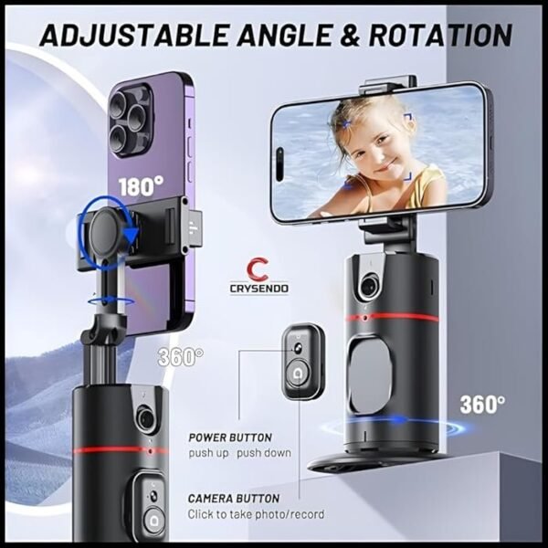 360° Rotaional Mobile Holder With Remote With Auto Face Traking 2 Axis Gimbal