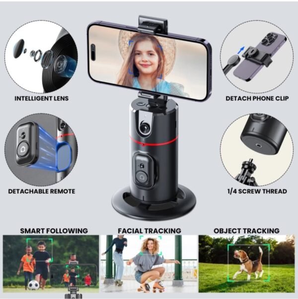 360° Rotaional Mobile Holder With Remote With Auto Face Traking 2 Axis Gimbal