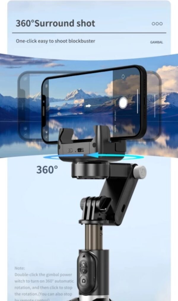 2025/01/1001704015.jpg Q18 Desktop Gimbal Selfie Stick Tripod Stabilizer With Fill Light Remote Following Foldable For iOs & Android Live Broadcast