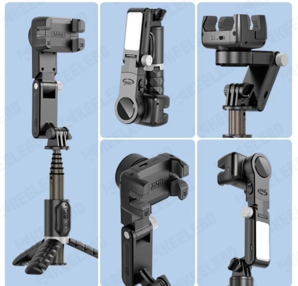 2025/01/1001704018.jpg Q18 Desktop Gimbal Selfie Stick Tripod Stabilizer With Fill Light Remote Following Foldable For iOs & Android Live Broadcast