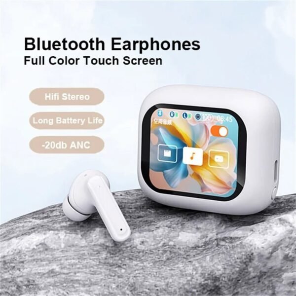 Display Earbuds Touch Screen Blutooth TWS Noise Cancellation Anc+ Enc Headset