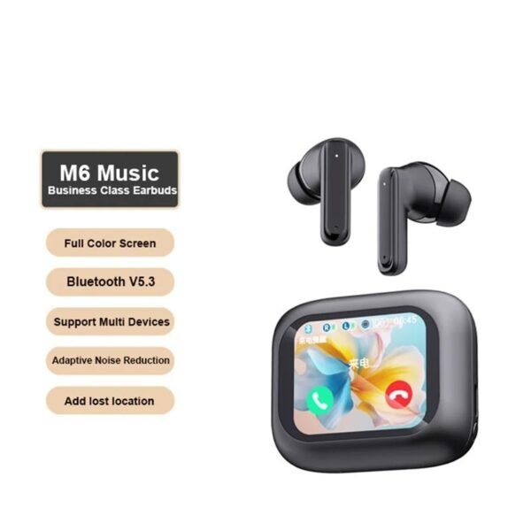 Display Earbuds Touch Screen Blutooth TWS Noise Cancellation Anc+ Enc Headset