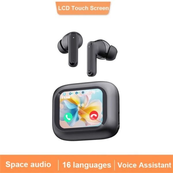 Display Earbuds Touch Screen Blutooth TWS Noise Cancellation Anc+ Enc Headset