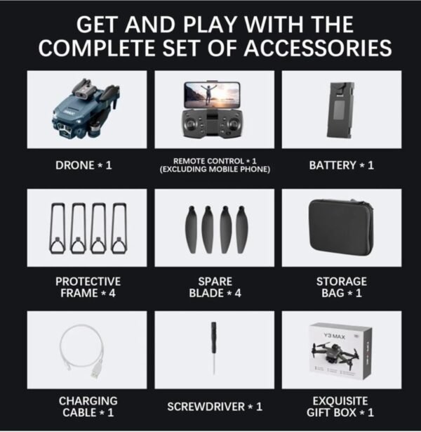 2025/04/1002044034.jpg Y3 MAX Drone 
Drone with WIFI Professional 4K Camera FPV Quadcopter Optical Flow Gesture Control
(1 battery -3 camera- Buresless moter )