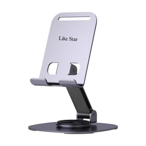 2025/06/1002305202.jpg 360 Degree Rotating Phone Stand, Adjustable Foldable Holder for Phone Tablet with Carbon Steel Stability, for Video Calls, Gaming, Streaming