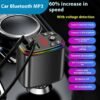 Y9 120W Voltage Display Car Charger MP3 Player with Retractable Type C + iP Cable Bluetooth-Compatible FM Transmitter