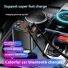 Y9 120W Voltage Display Car Charger MP3 Player with Retractable Type C + iP Cable Bluetooth-Compatible FM Transmitter