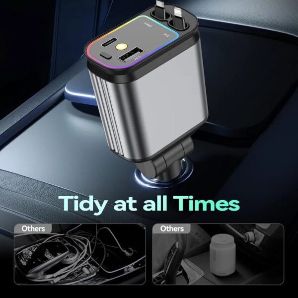 2025/07/1002482692.jpg Fast Car Charger with Starlight, 4 in 1 Retractable Car Charger, 120W USB C Adapter, Cars Accessories with Starlight Roof, 2 USB Ports Phone Cars Chargers Compatible with iPhone and Android