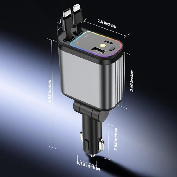 2025/07/1002482694.jpg Fast Car Charger with Starlight, 4 in 1 Retractable Car Charger, 120W USB C Adapter, Cars Accessories with Starlight Roof, 2 USB Ports Phone Cars Chargers Compatible with iPhone and Android