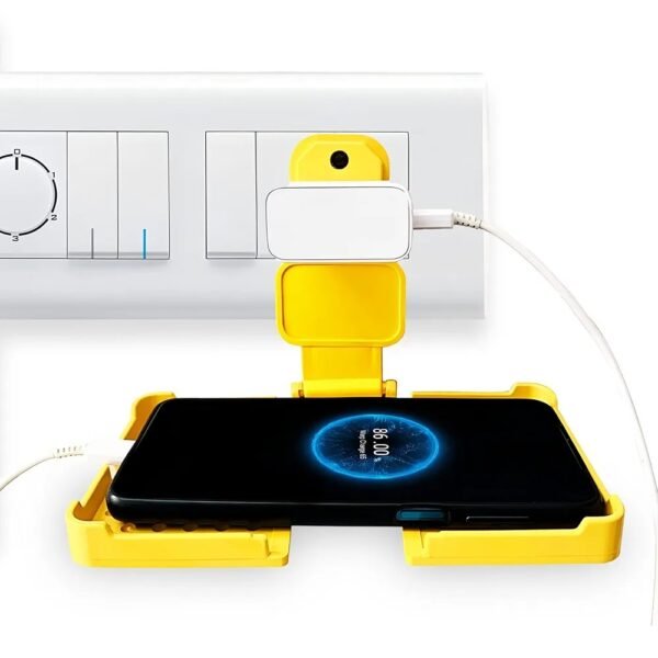 2025/08/1002497165.jpg Mobile Charging Stand for Wall - Plastic Phone Holder | Smartphone Holding Stands | Fits Perfectly in Socket with Adjustable Hanging, Home & Office Organizer