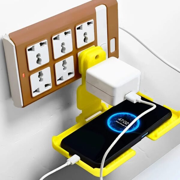 2025/08/1002497167.jpg Mobile Charging Stand for Wall - Plastic Phone Holder | Smartphone Holding Stands | Fits Perfectly in Socket with Adjustable Hanging, Home & Office Organizer