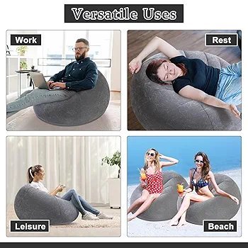2025/09/1002739240.jpg Bag Chairs Inflatable, Air Sofa, Inflatable Lazy Sofa Chair No Filler, Washable Couch Bean Bag Chair Folding, Portable Inflatable Chair for Living Room Bedroom Reading Room