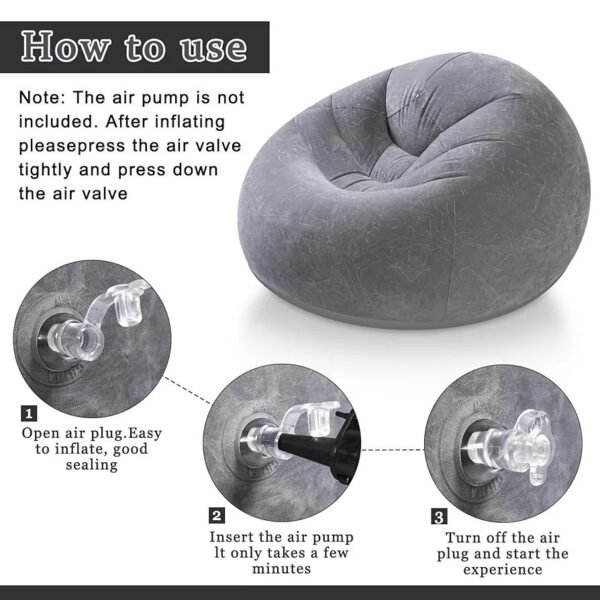 2025/09/1002739241.jpg Bag Chairs Inflatable, Air Sofa, Inflatable Lazy Sofa Chair No Filler, Washable Couch Bean Bag Chair Folding, Portable Inflatable Chair for Living Room Bedroom Reading Room