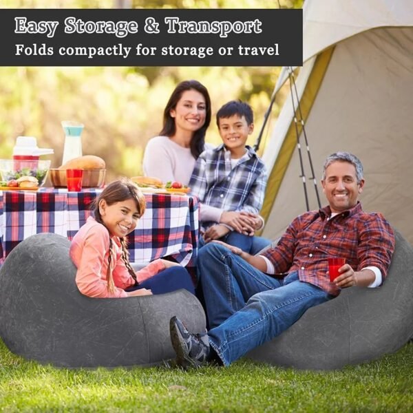 2025/09/1002739243.jpg Bag Chairs Inflatable, Air Sofa, Inflatable Lazy Sofa Chair No Filler, Washable Couch Bean Bag Chair Folding, Portable Inflatable Chair for Living Room Bedroom Reading Room