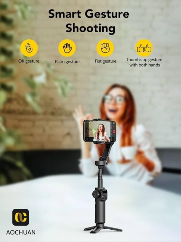 img_4582 AOCHUAN Smart X2 Gimbal Stabilizer, 3-axis Smartphone Gimbal Built-in 20cm Extension Rod, Portable Smart Tripod w/OLED Screen, 360°Rotation Tracking Shooting, Video Recording