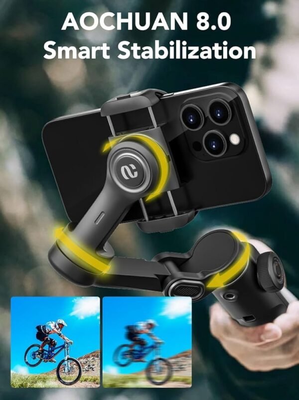 img_4586 AOCHUAN Smart X2 Gimbal Stabilizer, 3-axis Smartphone Gimbal Built-in 20cm Extension Rod, Portable Smart Tripod w/OLED Screen, 360°Rotation Tracking Shooting, Video Recording