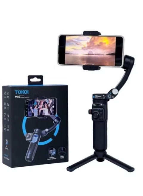 2025/10/1002904356.jpg TOKQI M02 3-Axis Handheld Gimbal Stabilizer Cell Phone Selfie Tripod with Detachable Remote
