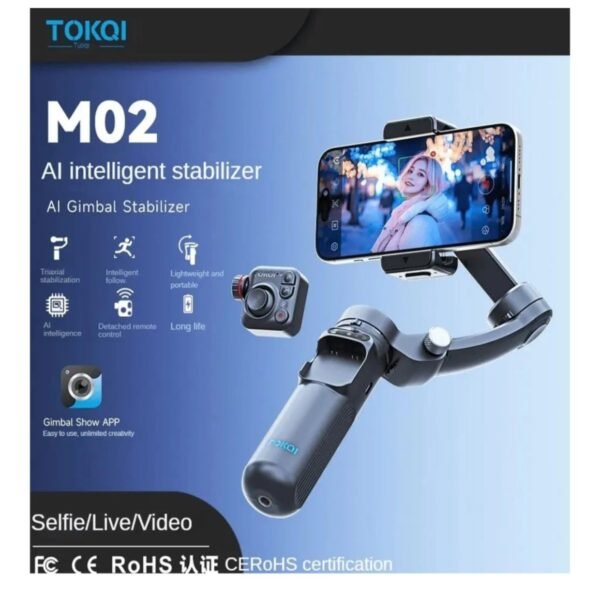 2025/10/1002904391.jpg TOKQI M02 3-Axis Handheld Gimbal Stabilizer Cell Phone Selfie Tripod with Detachable Remote