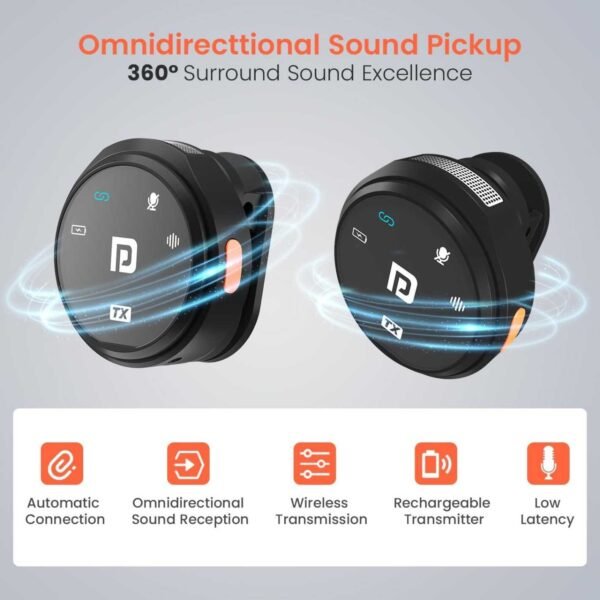 2025/10/1002945337.jpg Vlogmate 3 Dual Wireless Collar Lapel Microphone with Enc Noise Cancellation & Charging Case