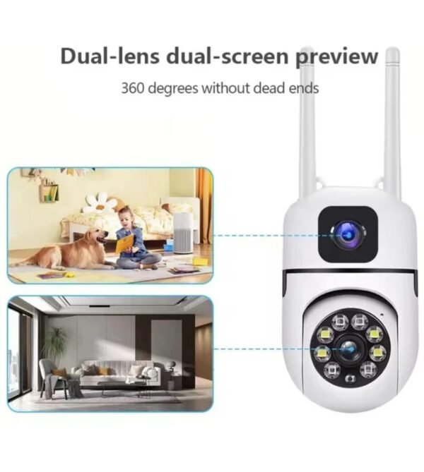 Smart CCTV Wi-Fi Dual Lens 1080p 360° Security Camera TwoWay Audio Night Vision Copy