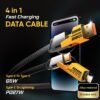 4-in-1 65W Fast Charging Data Cable with USB-A, Type-C & Lightning Connectors for High-Speed Charging & Data Transfer