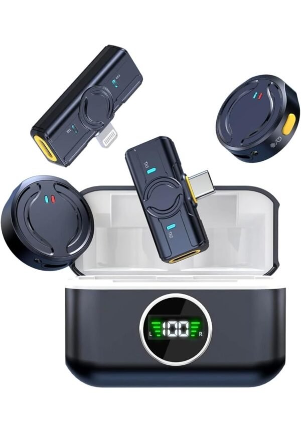 Wireless Button Microphone Q81 for iPhone & Android – Noise Cancelling Lavalier Mic