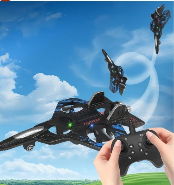 Fighter Plane RC Plane - 2.4 GHz Remote Controlled Fighter Plane || RC Airplane Easy to Fly Stable Jet Fighter Toys for Kids || LED Lights, 360 Degree Hovering Airplane and Stun Roll