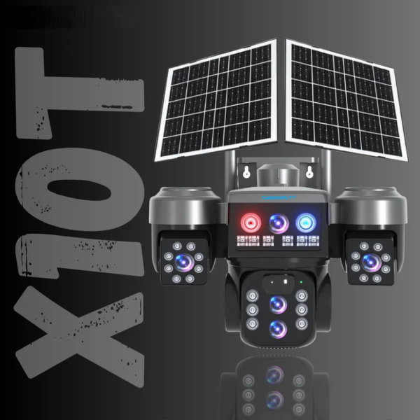 12MP 3 Lens PTZ Solar 4G Sim Outdoor CCTV Camera with 3 View | 360° | Night Vision | Motion Detection| Siren Alarm | 2 Way Audio | RGB Light | Dual Solar Panel | 4G Sim