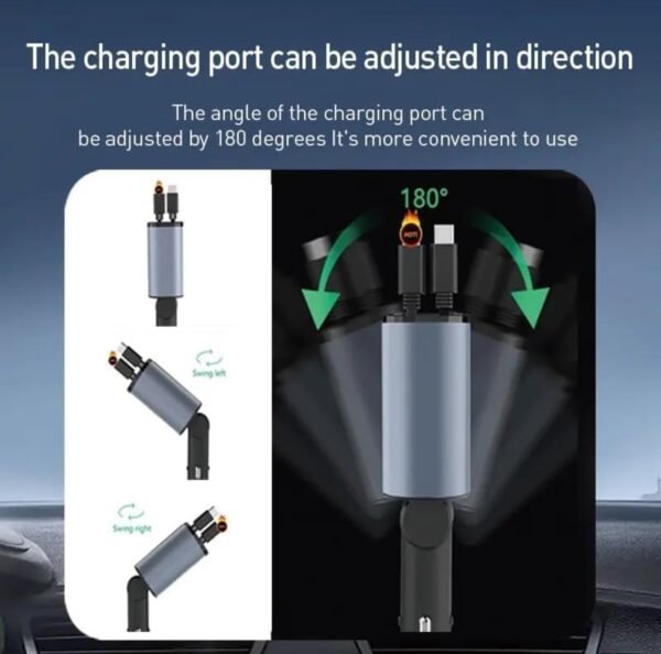 2026/01/1003417103.jpg Retractable Car Charger, 120W 5 in 1 Super Fast Charge Car Phone Charger, Retractable Cables (31.5 Inch) and1 USB and 2 Type C PortsCar Adapter