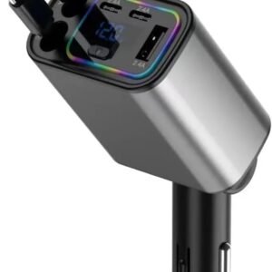 2026/01/1003417118.jpg Retractable Car Charger, 120W 5 in 1 Super Fast Charge Car Phone Charger, Retractable Cables (31.5 Inch) and1 USB and 2 Type C PortsCar Adapter