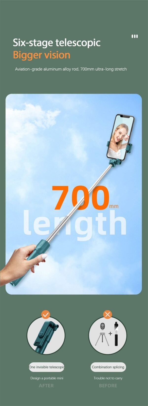 S03  Tripod Stand Smart Selfie Stick 360 Rotation Bluetooth Remote Control