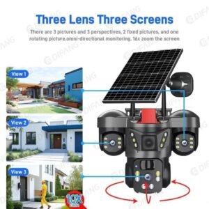 12+8+8MP 4G/5G Sim  solar outdoor ip66 waterproof Night vision smart alerts security camera