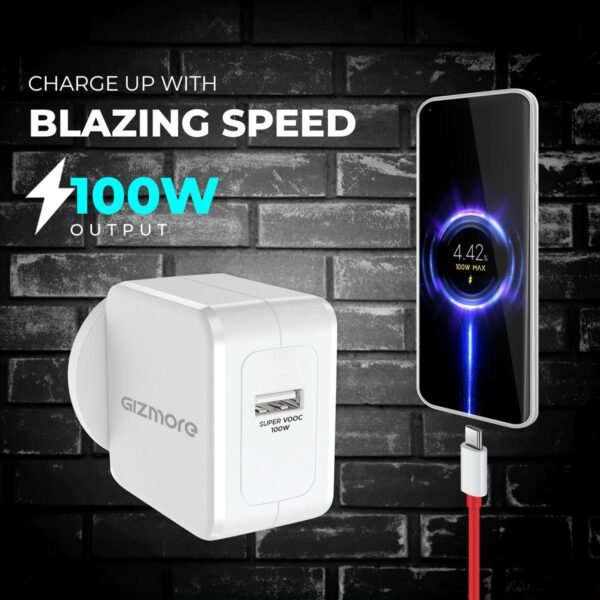 ULTRA 100W Super VOOC USB Fast Charger Adapter with cable ( 6 month warranty)