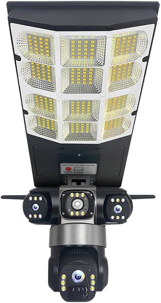 2026/07/1004086679.jpg Solar LED Street Light with 3 Camera Security System | PTZ 360° + Dual Side Cameras | Motion Detection | Night Vision | Remote Monitoring | Waterproof Outdoor Solar CCTV Light