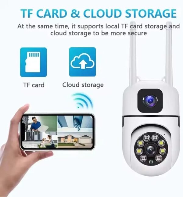 4+4MP Dual Lens Mini Wireless PTZ | Live Monitoring | CCTV Camera Color Night Mode | Motion Detection | Two-Way Audio | Indoor/Outdoor Security Camera for Home (Dual Lens Mini Dome K-804)