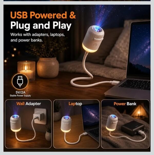2026/10/1004381615.jpg USB Mini Galaxy Projector Night Light 2-in-1 with 7 Interchangeable Slides, Warm Glow Mode, Bendable Gooseneck and Touch Switch Ideal for Workshop Benches, Hobby Tables and Craft Rooms