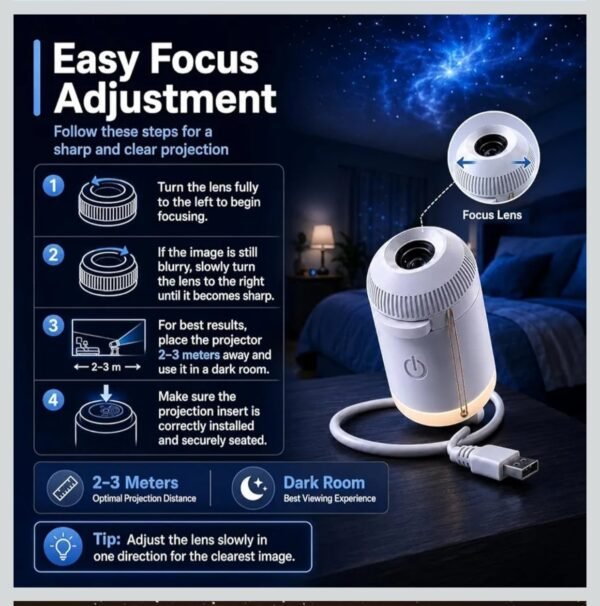 2026/10/1004381617.jpg USB Mini Galaxy Projector Night Light 2-in-1 with 7 Interchangeable Slides, Warm Glow Mode, Bendable Gooseneck and Touch Switch Ideal for Workshop Benches, Hobby Tables and Craft Rooms