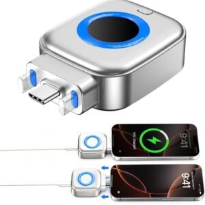 2-in-1 USB-C Magnetic Wireless Charger Adapter for Android & iPhone 15/16 Series, 20W Fast Charging Converter, Type-C Plug-in Magnetic Charging Receiver, Compact Portable Charging Accessory