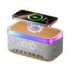 S300 16W HD Sound Bluetooth Speaker with 15W Wireless Charging, 360°RGB LED Lights, Digital Clock with Alarm Setting, Built-in White Noise, USB/SD Card/AUX in, Type C Charging
